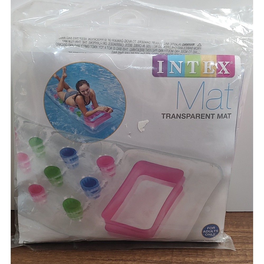 INTEX MAT The Wet Inflatable Pool Float 74" X 28"in Transparent Mat Swimming B7